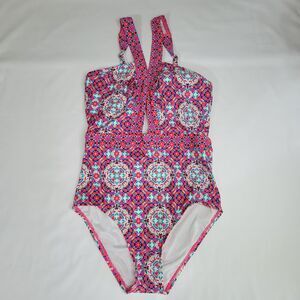 Laundry By Shelli Segal Mayan Escape one piece swimsuit Size Small EUC